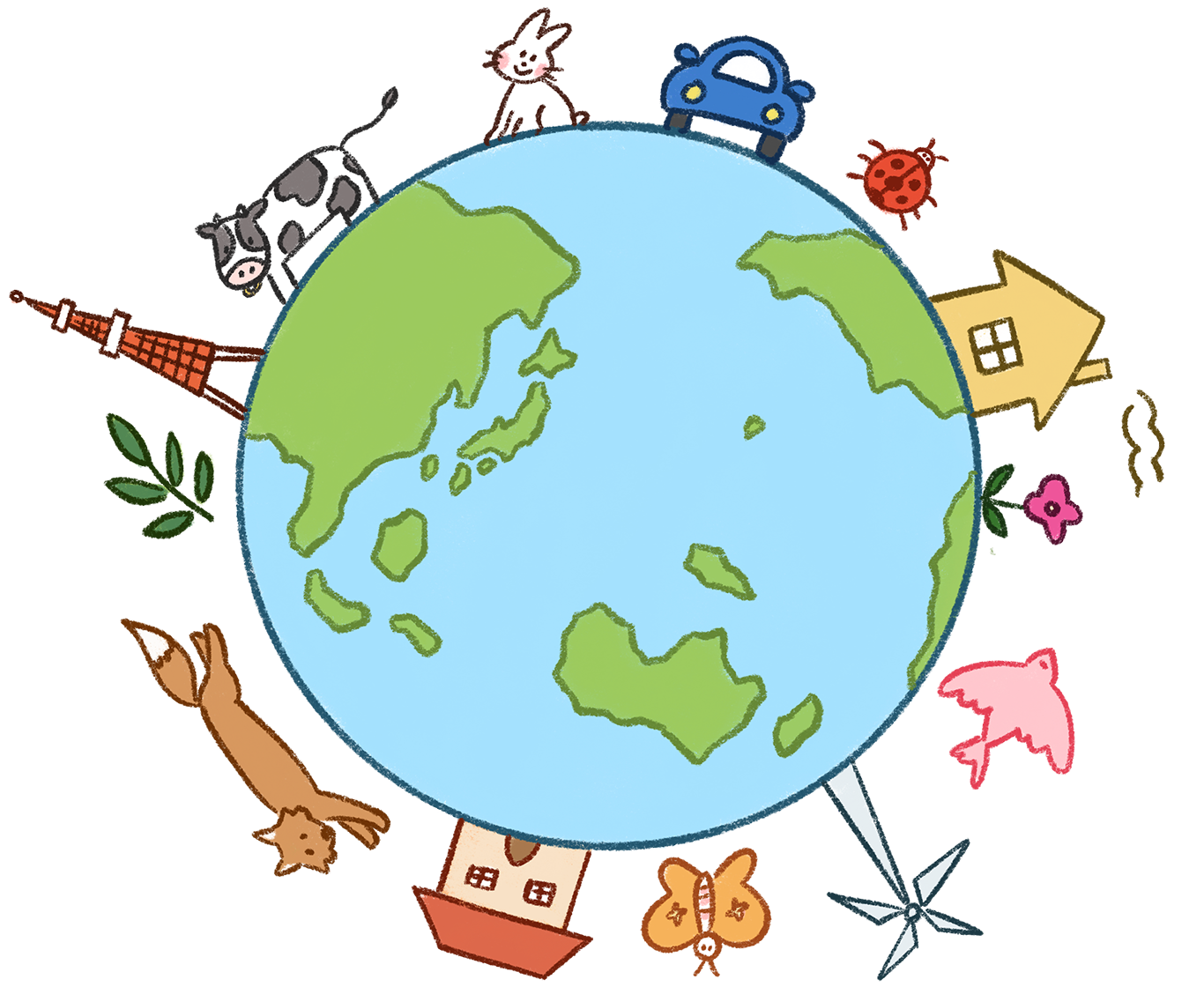 新美総合建材のメッセージイラスト